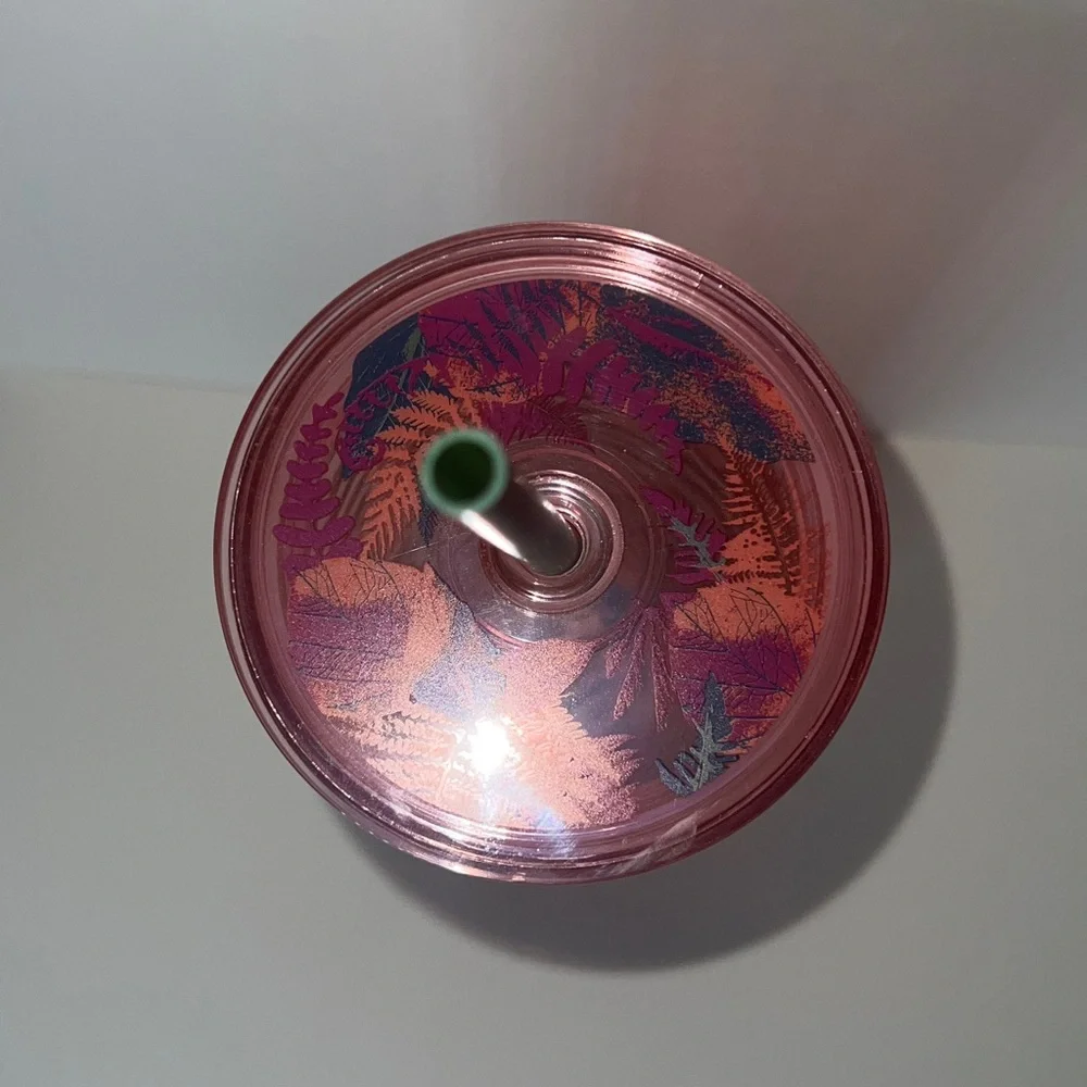 NWT Starbucks Fall 2022 Hammered Begonia Pink Glass Cold Cup Tumbler 18oz